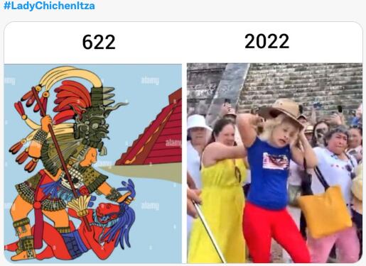 Memes de Lady Chichén Itzá tras subir la pirámide de Kukulcán