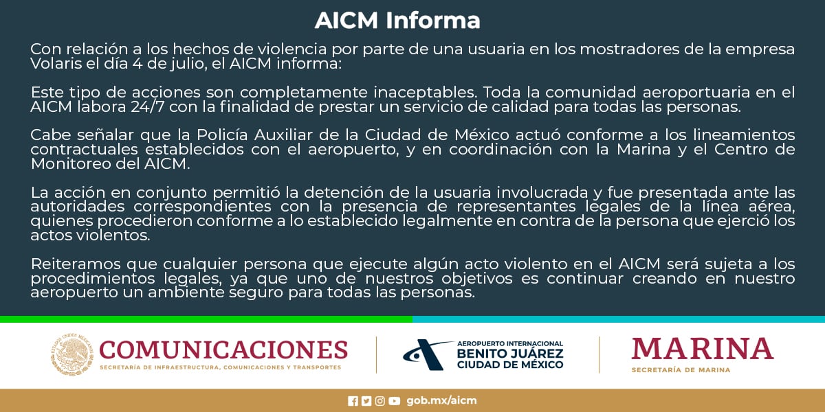 Comunicado AICM sobre Lady Aeropuerto