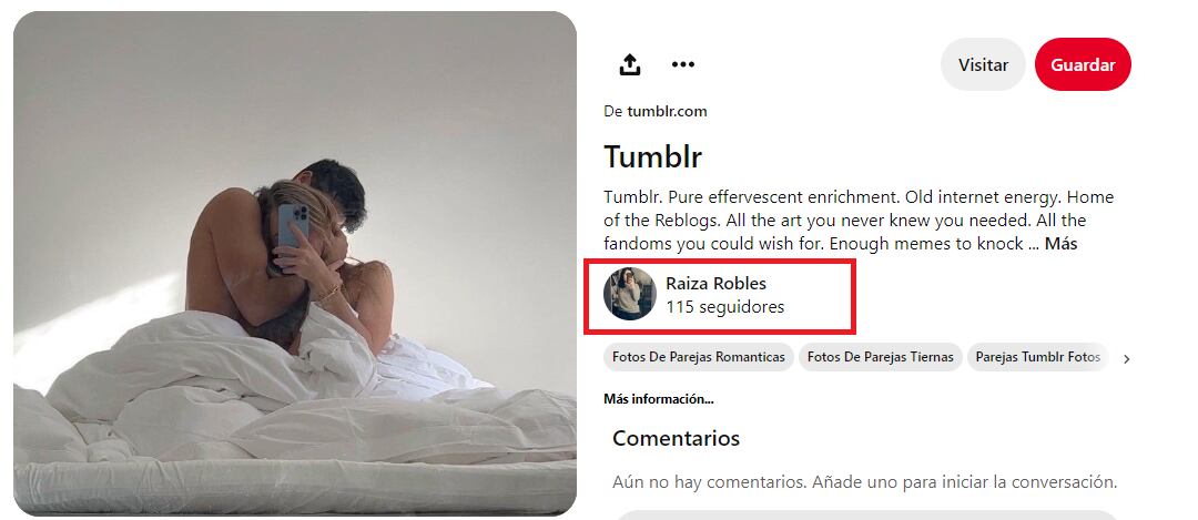 Prueba de que la cuenta de Clara Chía en Instagram es falsa.