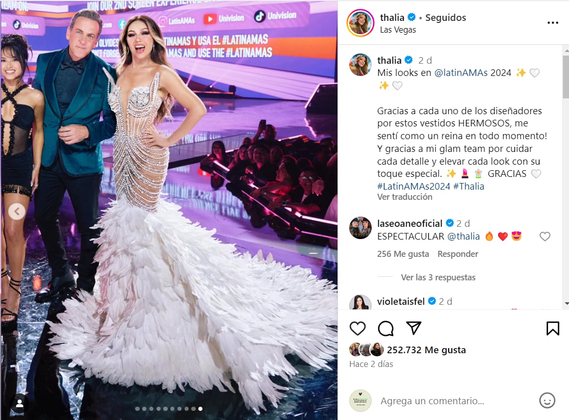 Thalia en los Latin American Music Awards 2024