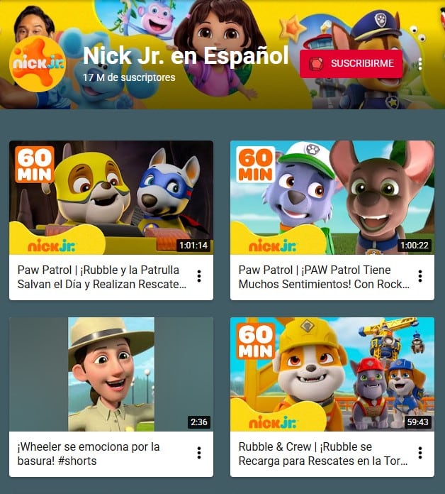 Paw Patrol en YouTube Kids