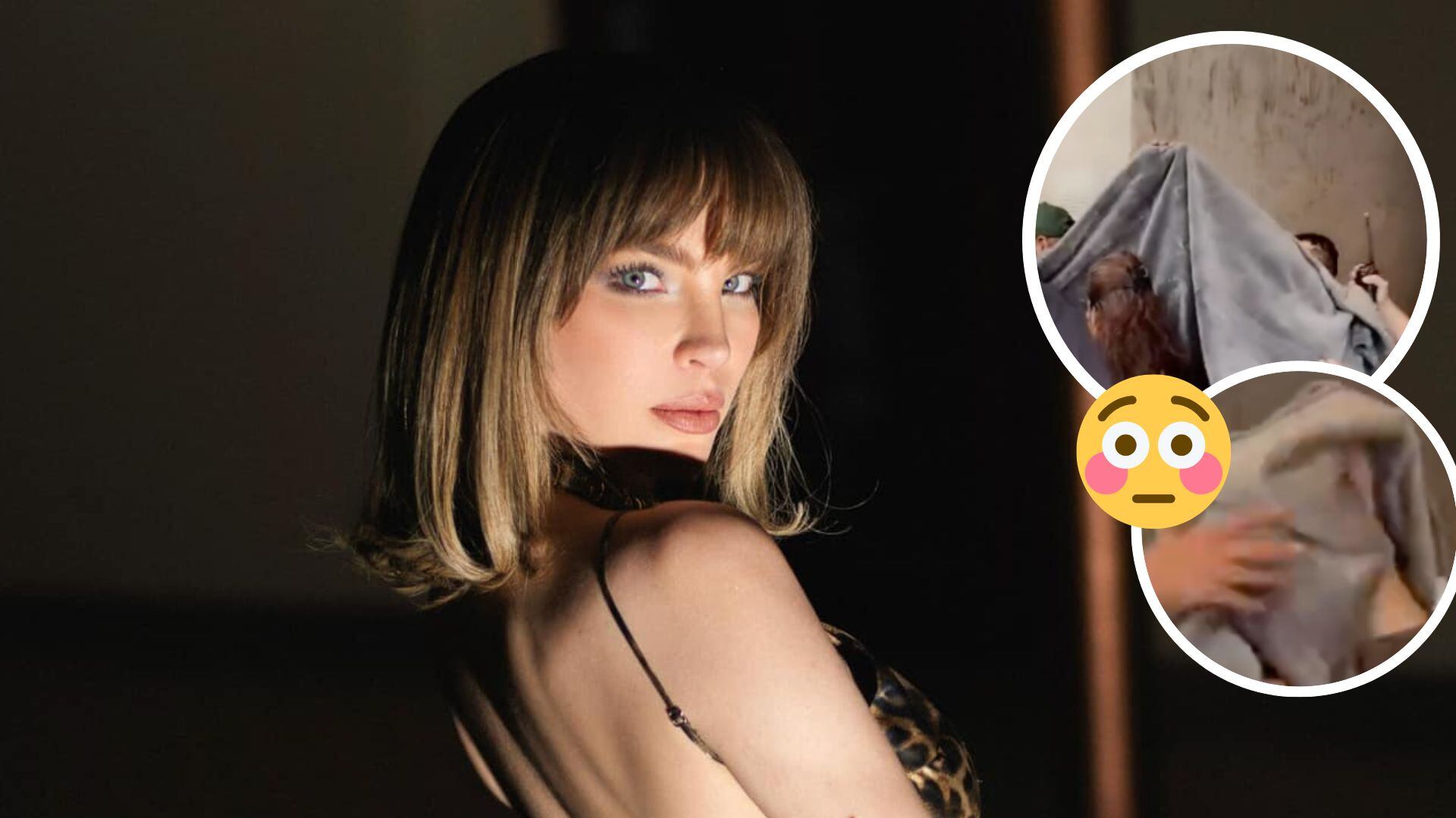 Belinda escapa en una cobija de la prensa.