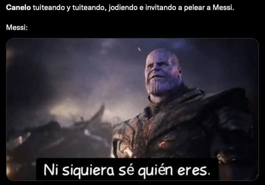 Meme de la reacción de Lionel Messi al ver amenaza de Canelo Álvarez.