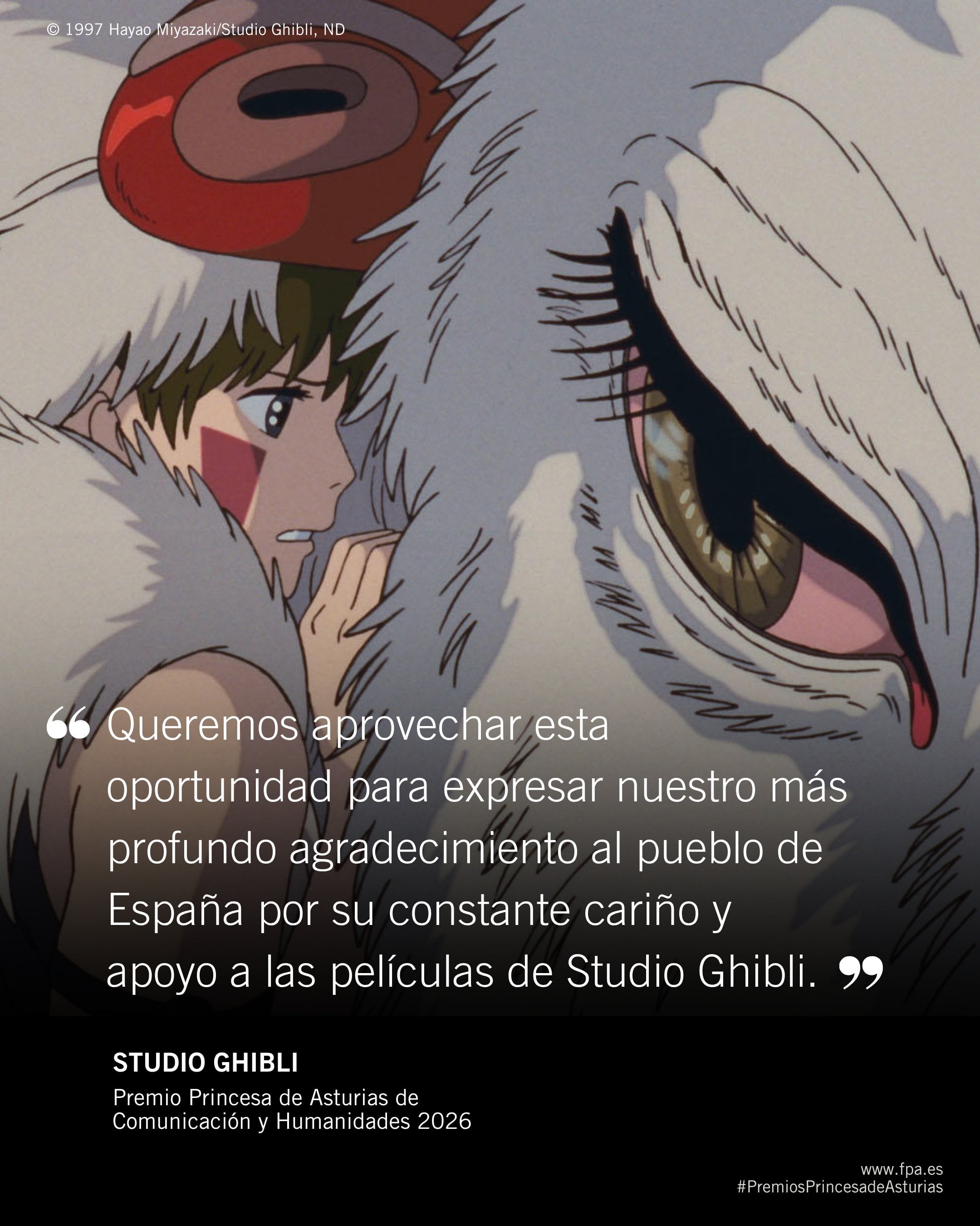 Studio Ghibli agradece el galardón del Premio Princesa de Asturias 2026