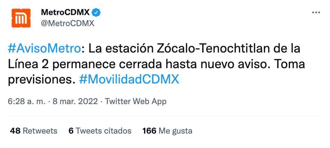 Aviso cierre de estación del Metro