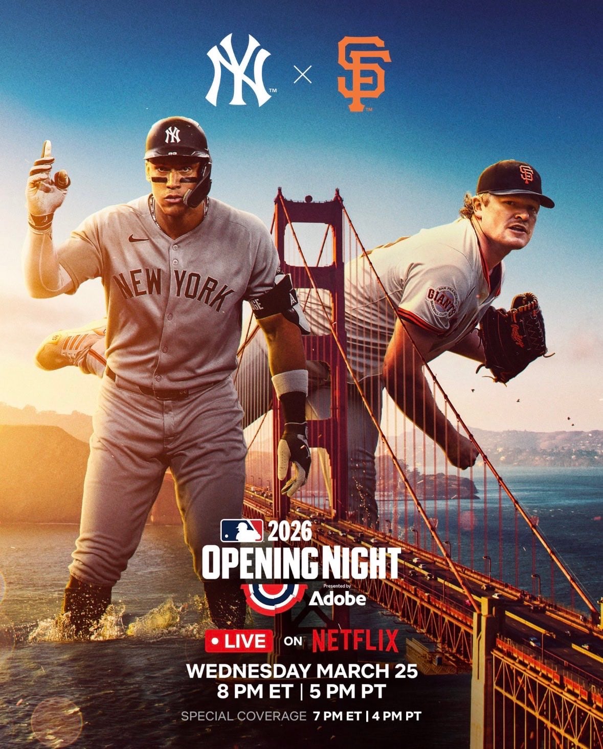 Yankees vs Giants: hora y canal del Opening Day 2026 de MLB