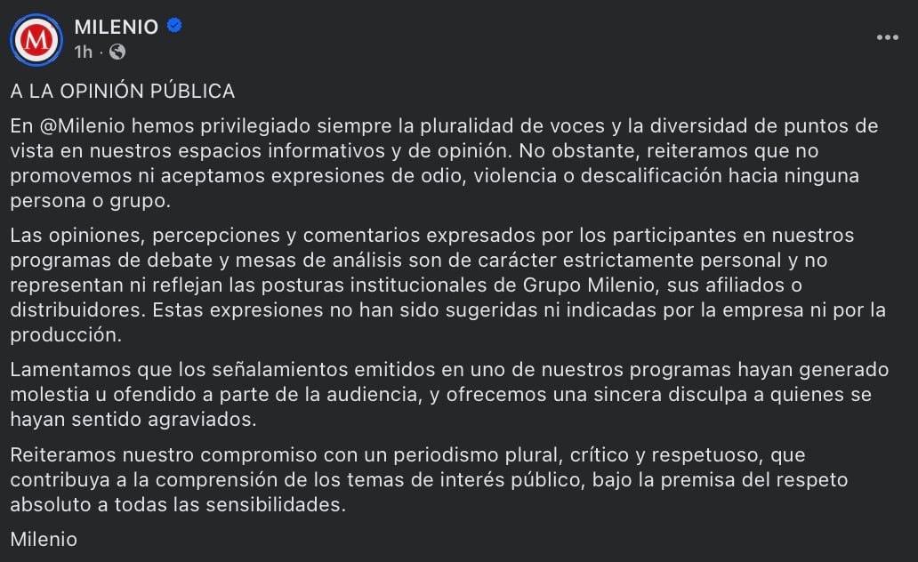 Milenio ofrece disculpas por comentarios de Salvador Ramírez contra Charlie Kirk