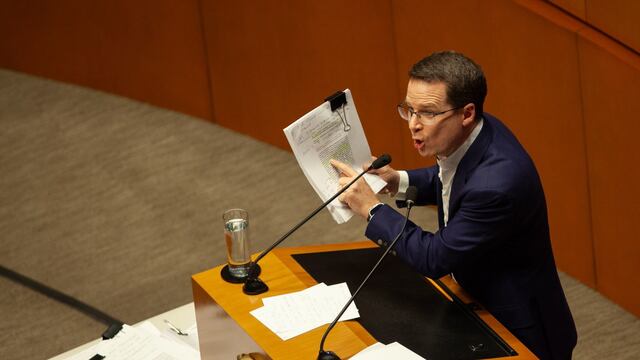 Ricardo Anaya, senador del grupo parlamentario PAN durante sesión extraordinaria en la Cámara de Senadores