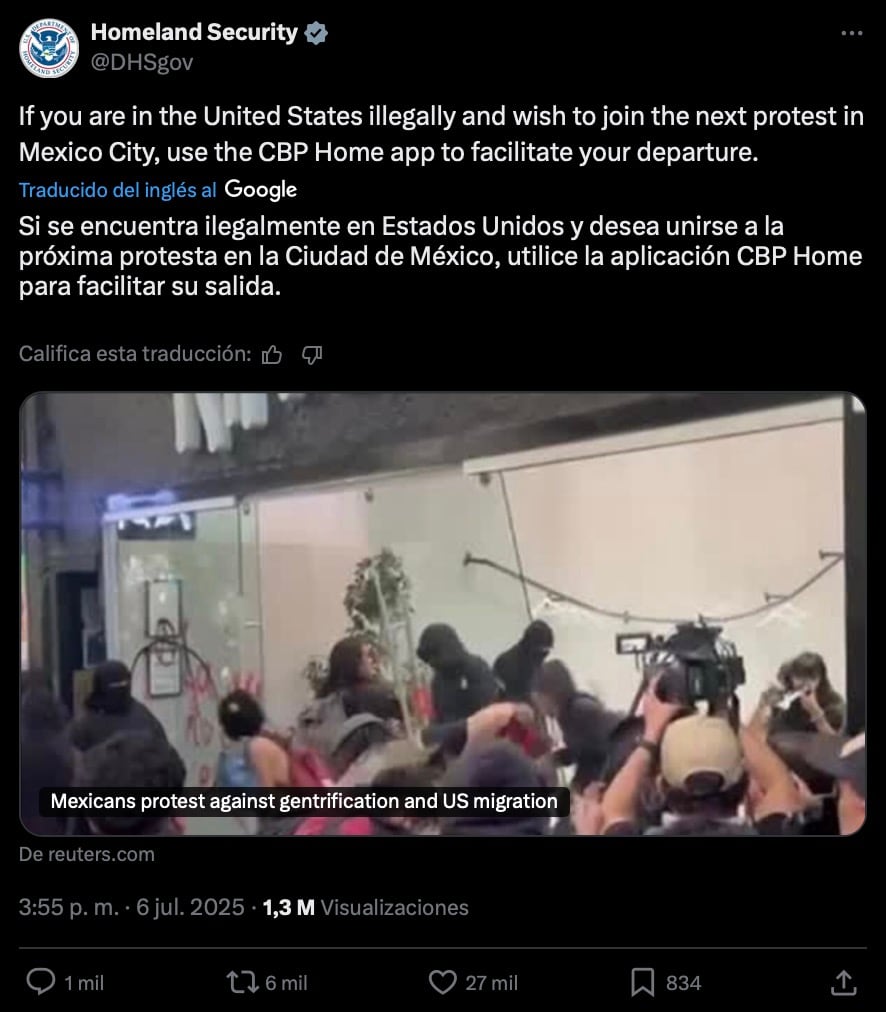 Estados Unidos reacciona a protesta contra gentrificación en CDMX
