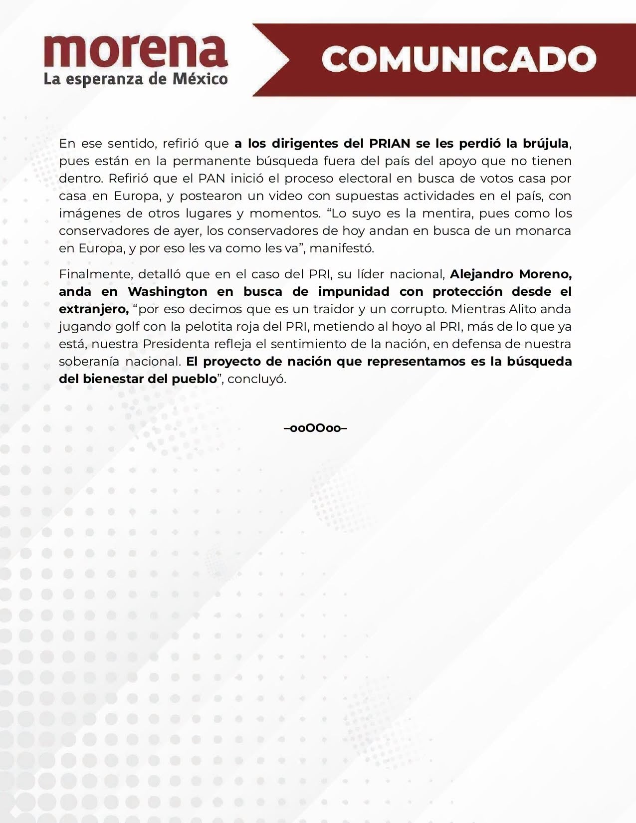 Comunicado de Morena de presentación de resultados de encuestas de sus 17 coordinaciones estatales