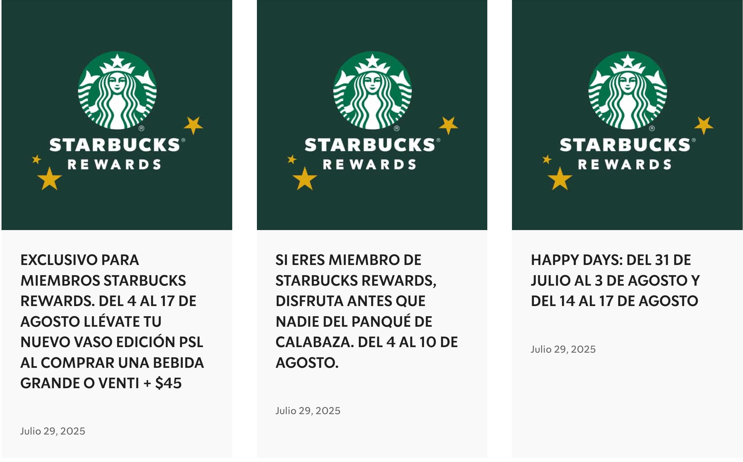 Promociones de Starbucks agosto 2025