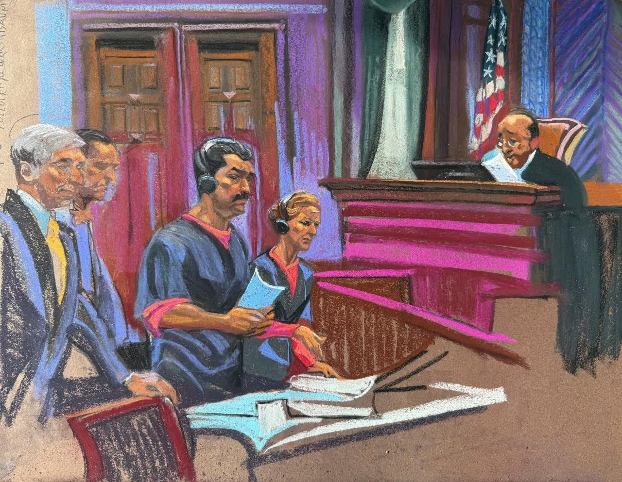 Nicolás Maduro: difunden dibujos de su audiencia judicial