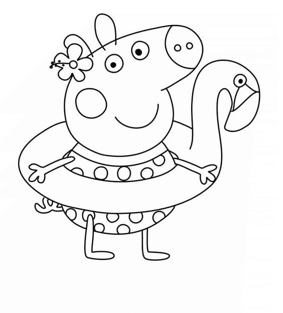 Dibujo de Peppa Pig de vacaciones en la playa
