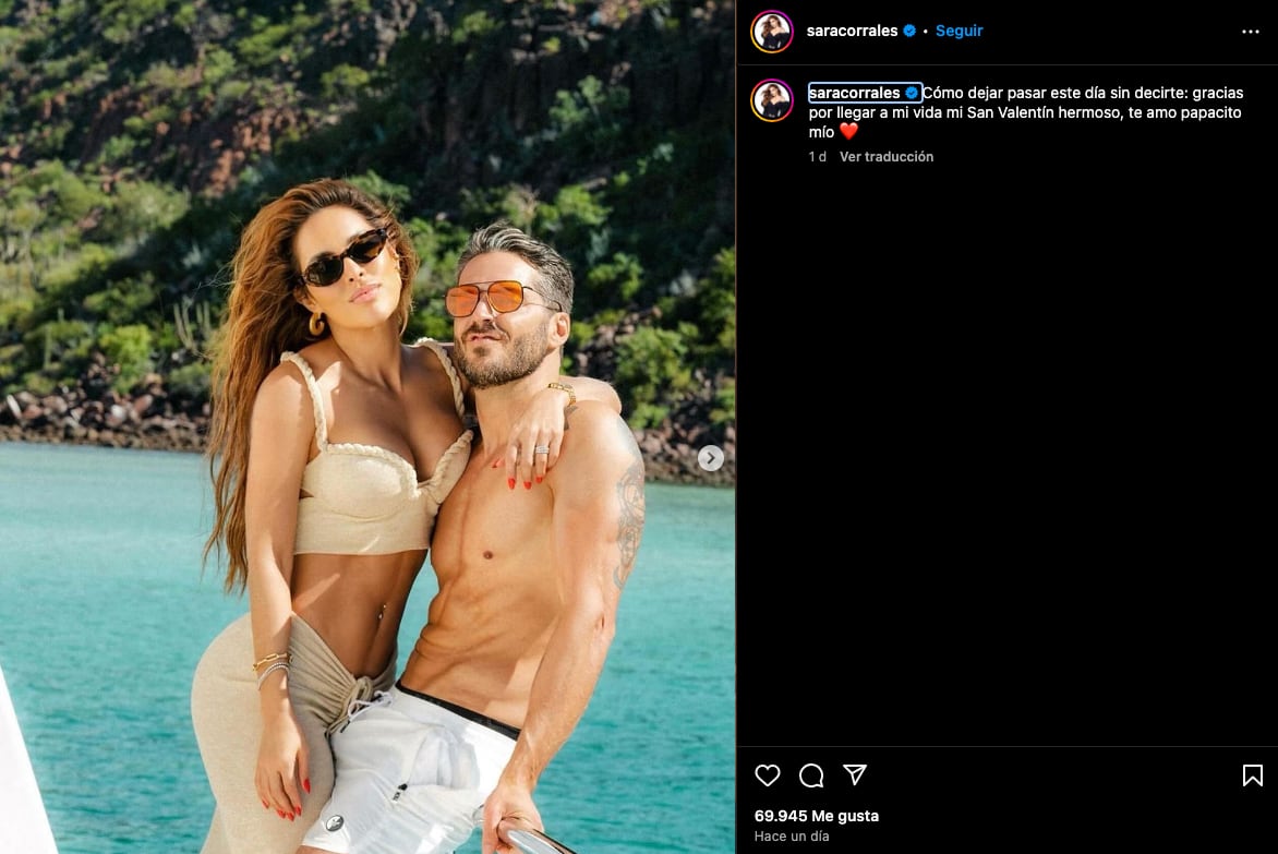 Sara Corrales celebra San Valentín con nuevo novio