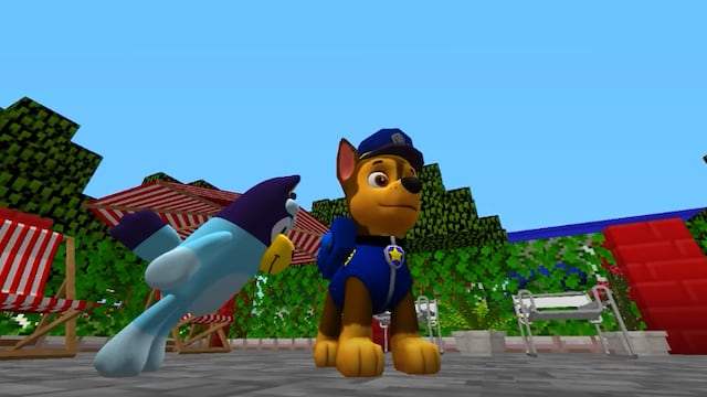 Bluey y Chase de Paw Patrol se besan