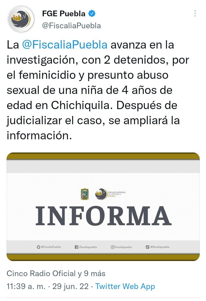 Detenidos por feminicidio de niña Brenda