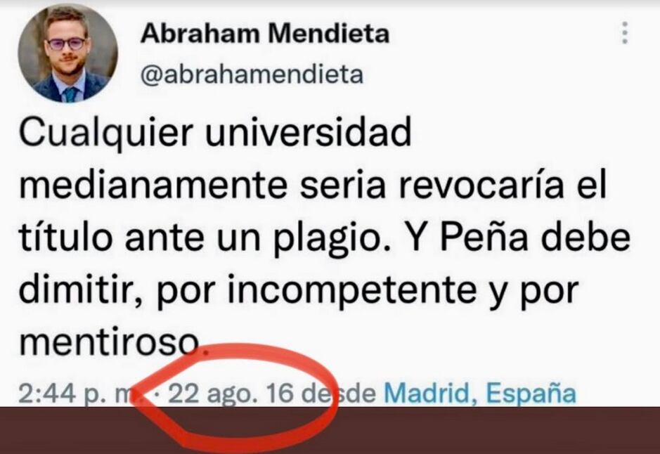 Tuit de Abraham Mendieta