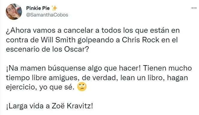 Zoë Kravitz crítica a Will Smith y la quieren cancelar