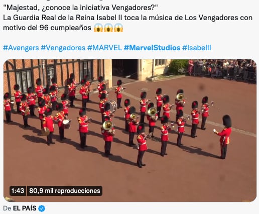 Guardia de la Reina Isabel II toca el tema de 'Los Vengadores' y usuarios reaccionan