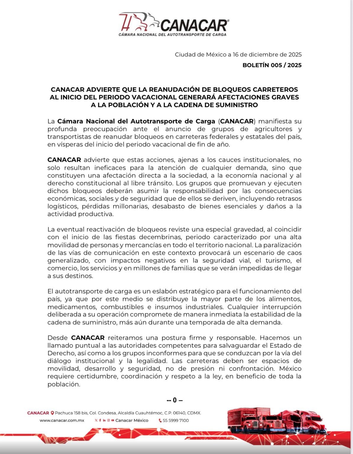 Comunicado CANACAR