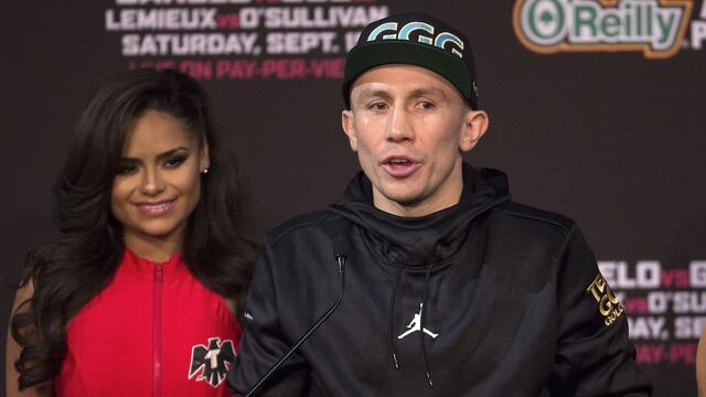 Gennady Golovkin en la presentación de la batalla.