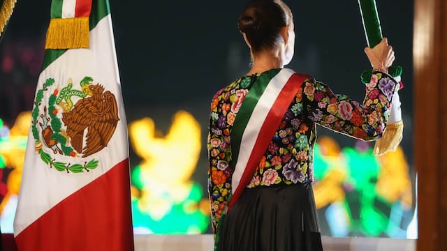 Claudia Sheinbaum Pardo, presidenta de México, en el Grito de Independencia 2026
