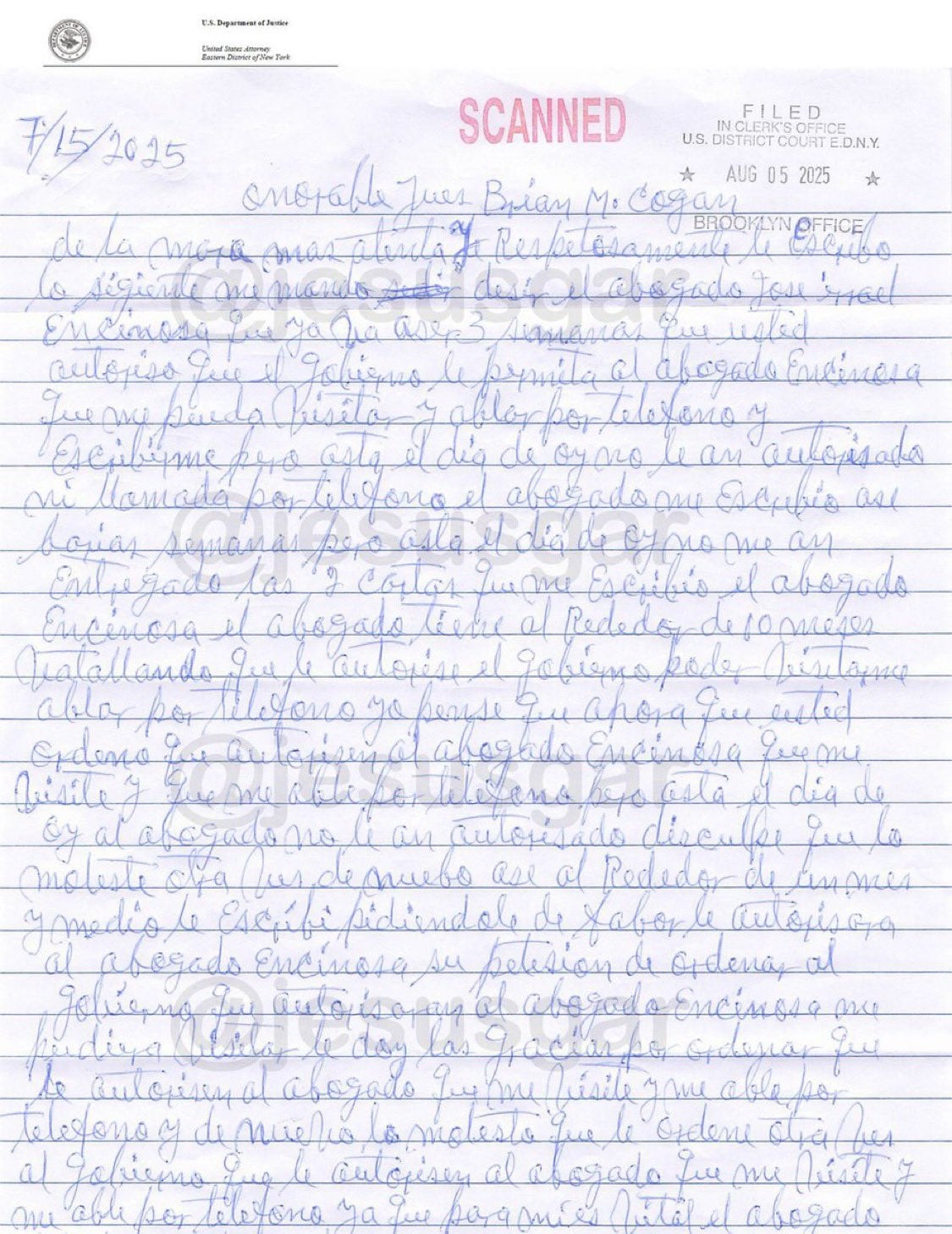 El Chapo Guzmán acusa que no lo dejan hablar con su abogado; esto dice la carta que escribió