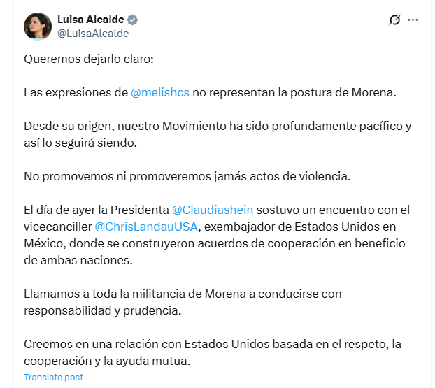 Luisa Alcalde revela que Claudia Sheinbaum construyó acuerdos de cooperación tras reunión con Christopher Landau