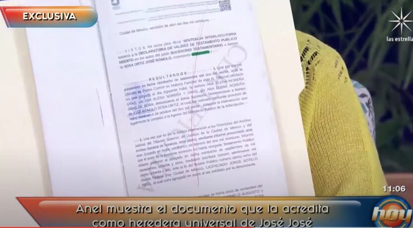 Anel Noreña demuestra que es heredera universal de José José