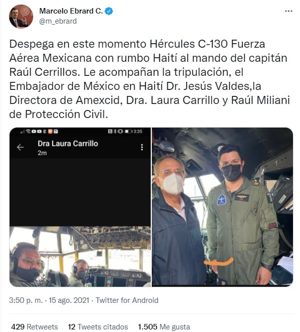 Avión con ayuda humanitaria sale rumbo a Haití