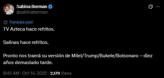 Sabina Berman cree que Ricardo Salinas Pliego podría ser un “refrito” de Donald Trump