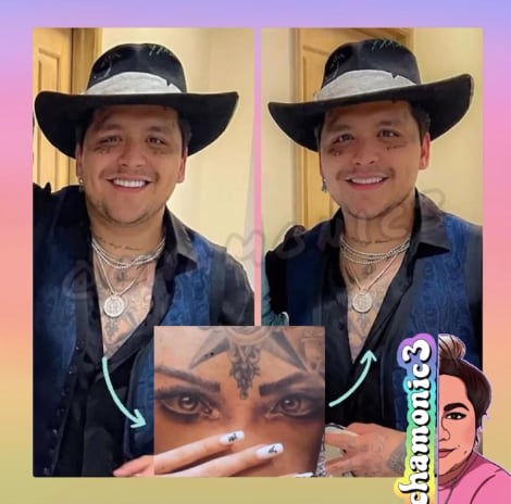 Christian Nodal habría modificado su tatuaje de los ojos de Belinda