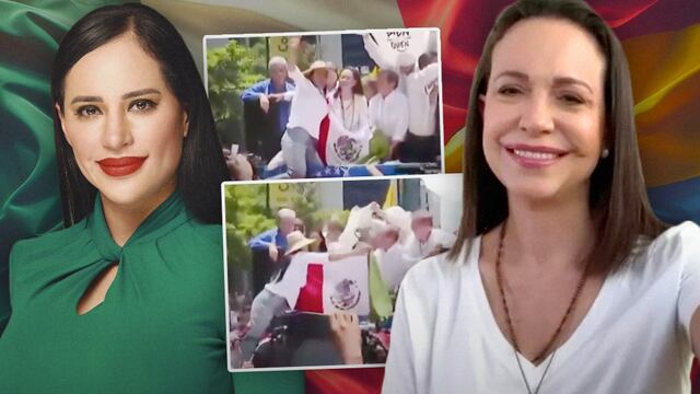 Sandra Cuevas viaja a Venezuela y le regala una bandera de México a María Corina Machado
