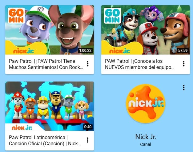Paw Patrol en YouTube Kids