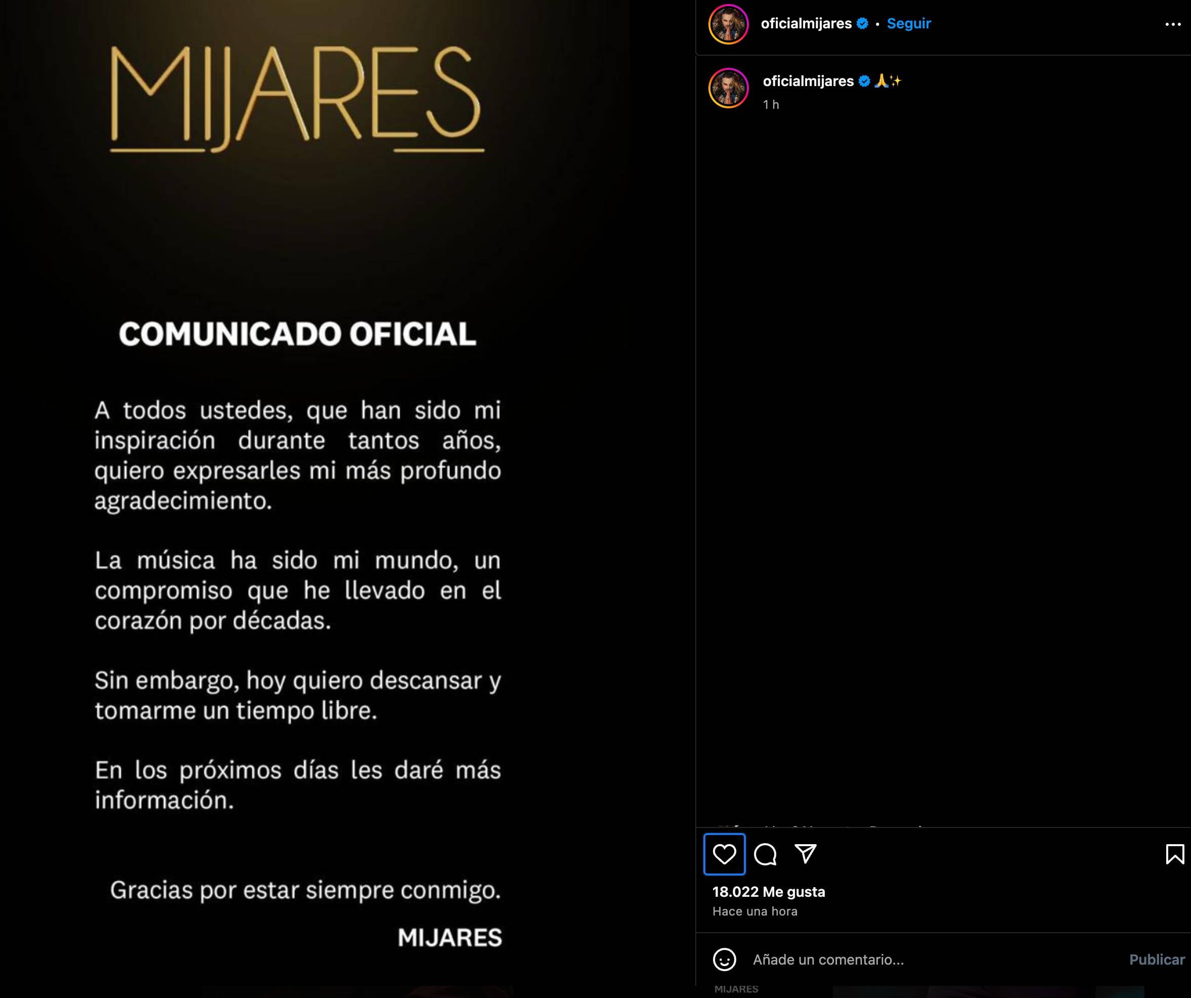 Manuel Mijares anuncia su retiro