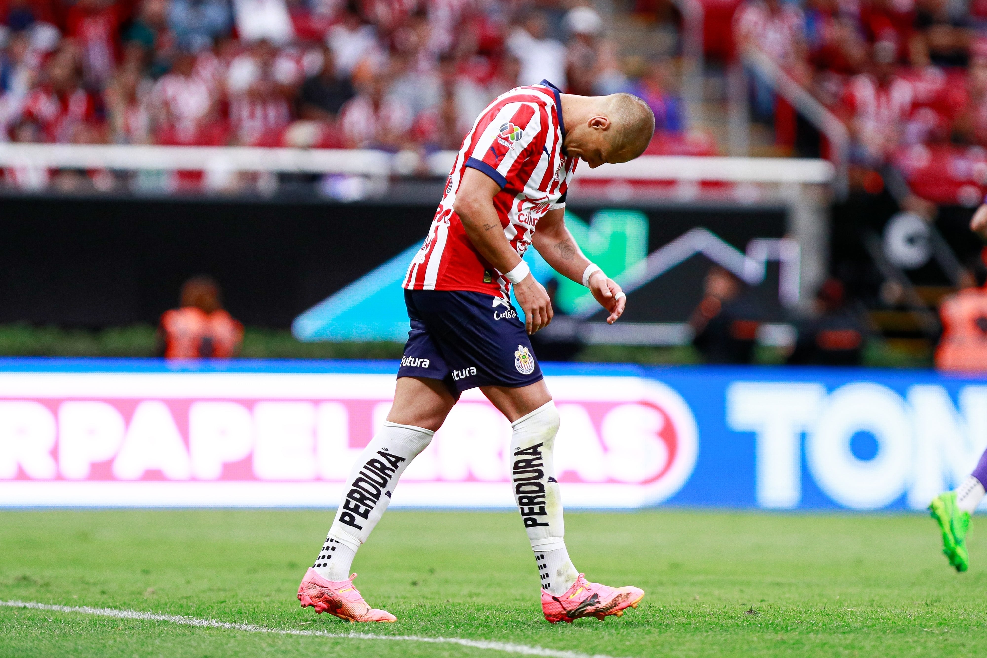 Chicharito Hernández, en un partido de Chivas en la Liga MX.