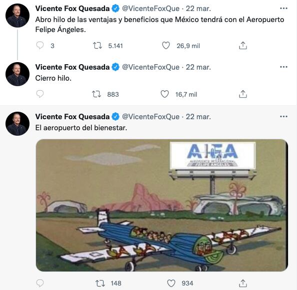 Tuits de Vicente Fox.