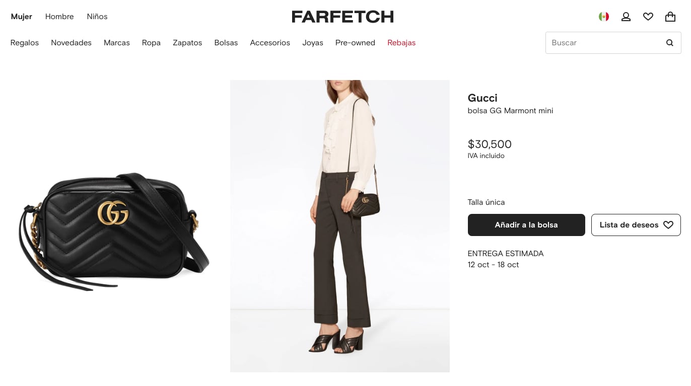 Precio de bolso Gucci en Farfetch