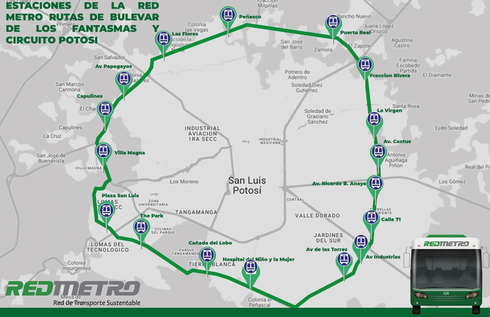 MetroRed de San Luis Potosí tendrá 58 paraderos más