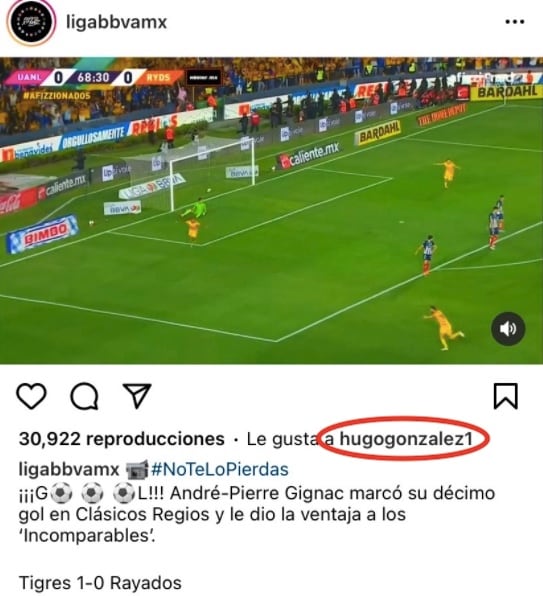 Hugo González reaccionó a los goles del Club Tigres vs CF Monterrey