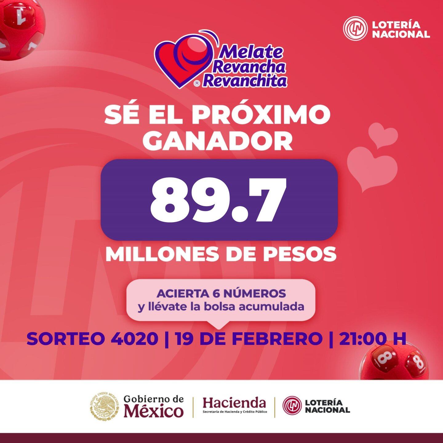 Resultados Sorteo Melate, Revancha y Revanchita 4020 de Lotería Nacional: Estos son los números ganadores