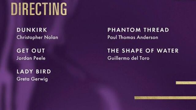 Nominaciones a mejor director. Guillermo del Toro en la lista.