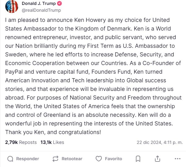 Donald Trump dice que quiere comprar Groenlandia