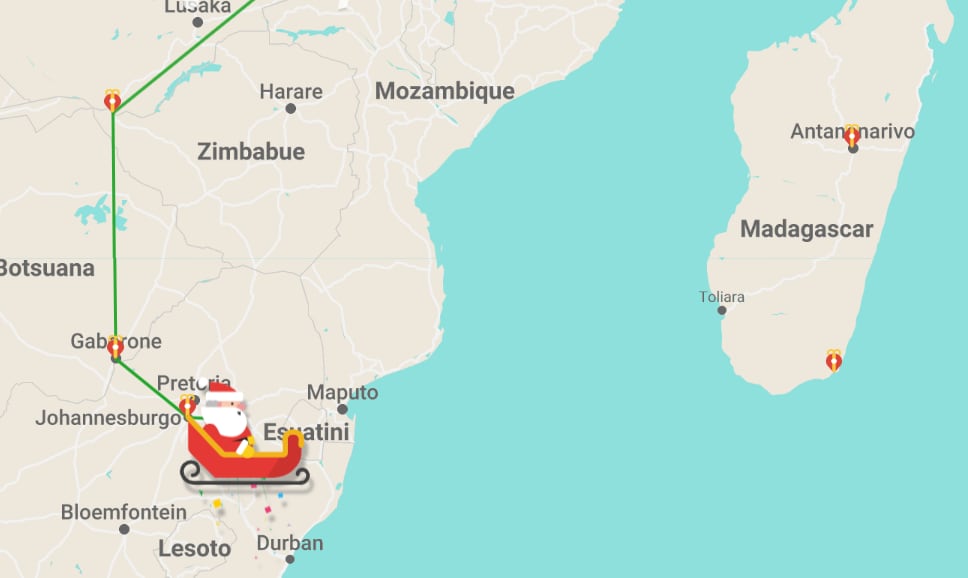 La ruta de Santa Claus 2023: Papá Noel entrega regalos en África