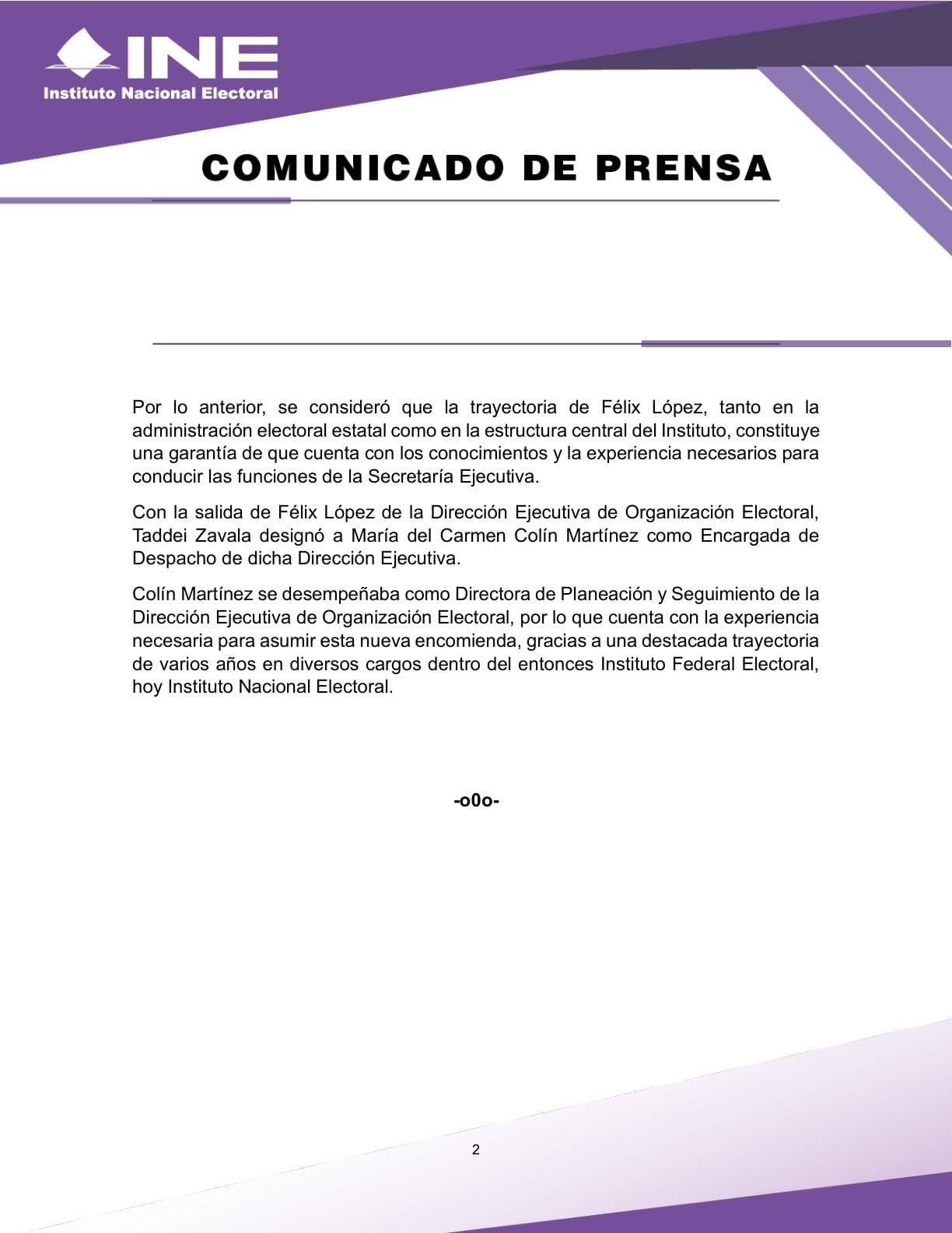 Roberto Félix López asume como encargado de despacho de la Secretaría Ejecutiva del INE