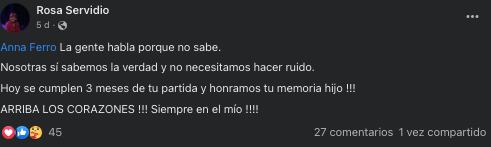 Rosa Servidio, mamá de Fernando del Solar, defiende a su nuera
