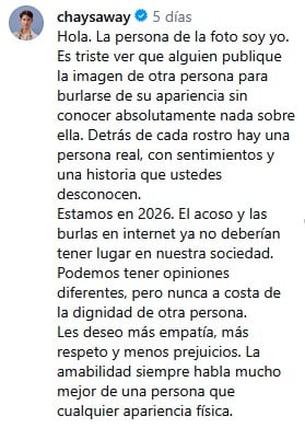 Chay Saway, el misterioso personaje de la final del Mundial 2026, se pronuncia sobre las críticas a su físico.