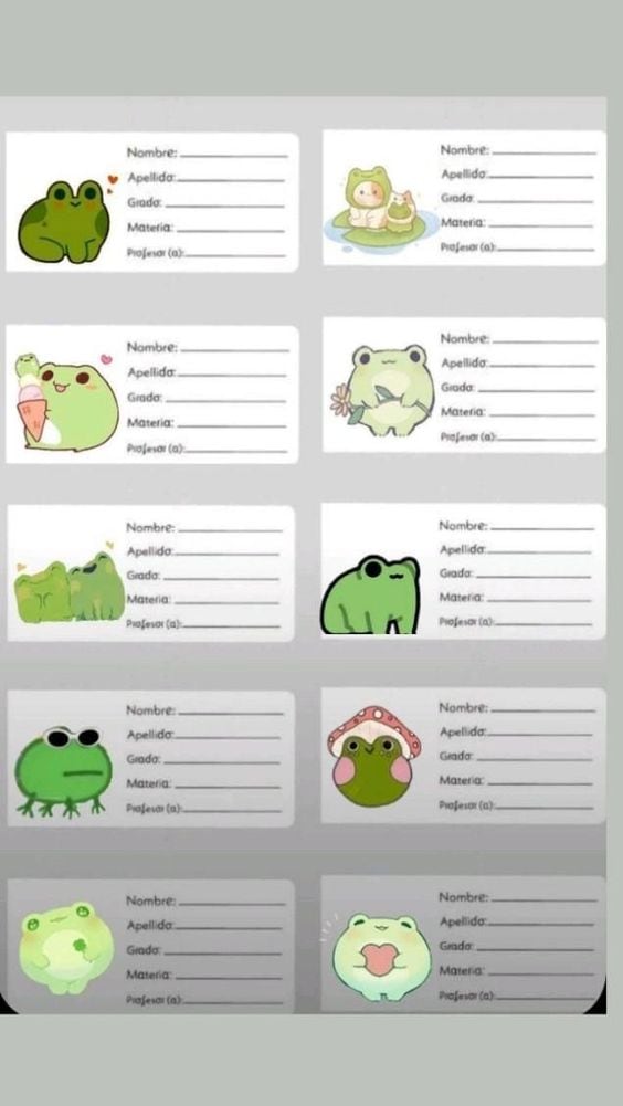 Etiquetas escolares de la rana de Peppa Pig