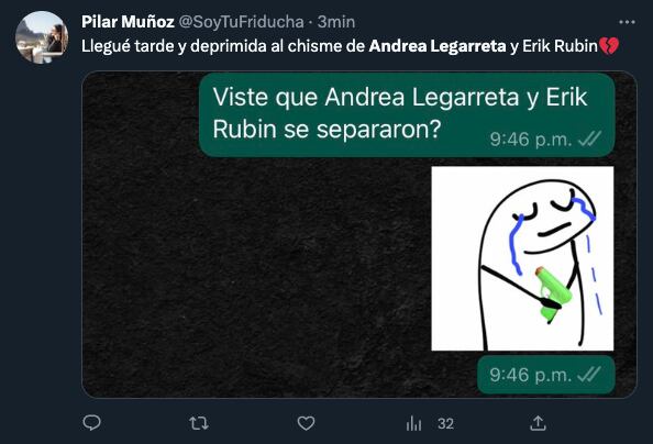 Meme de la separación de Andrea Legarreta y Erik Rubín
