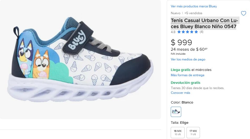 Calzado escolar Price Shoes para niñas y niños de Bluey en Mercado Libre